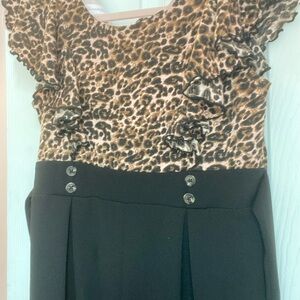 Bonnie Jean Leopard Print and Black One Piece